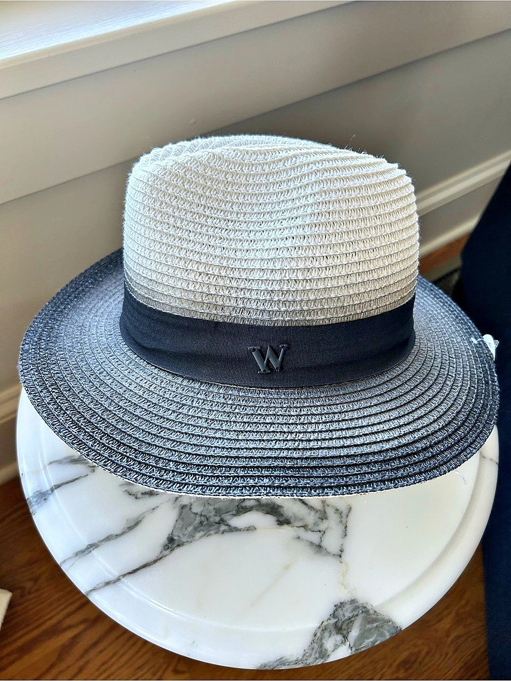 Worth & Worth Two-Tone Woven Fedora Hat in Black & White NWT